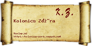 Kolonics Zóra névjegykártya
